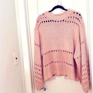 Super cute pink knitted sweater. Balloon sleeves. Size L